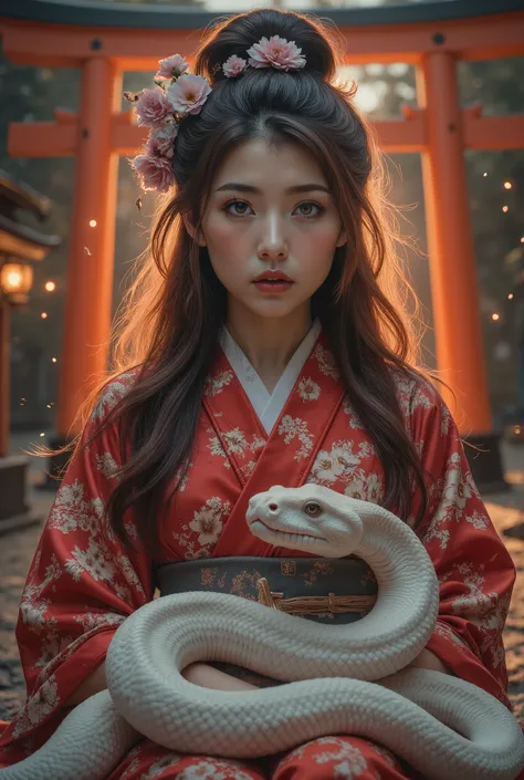 ( RAW Photo ), ( by Nomi), ( photorealisticな),  ultra high resolution,  Masterpiece, 最 high quality,, A very beautiful piece of art , A girl in a kimono ,  cute, Many details,  staring at viewers ,  is located away from the camera,   show me full body  , (...
