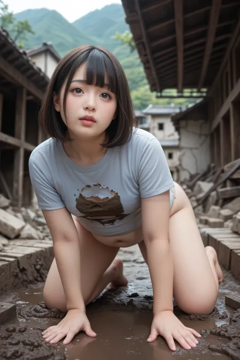 Very detailed, detailed, best quality, super high resolution, highest resolution, 20 year old Japanese female, anxious expression, detailed facial depiction, detailed eye depiction, wide open eyes, cute double eyelids, thick lips, black hair, black pupils,...