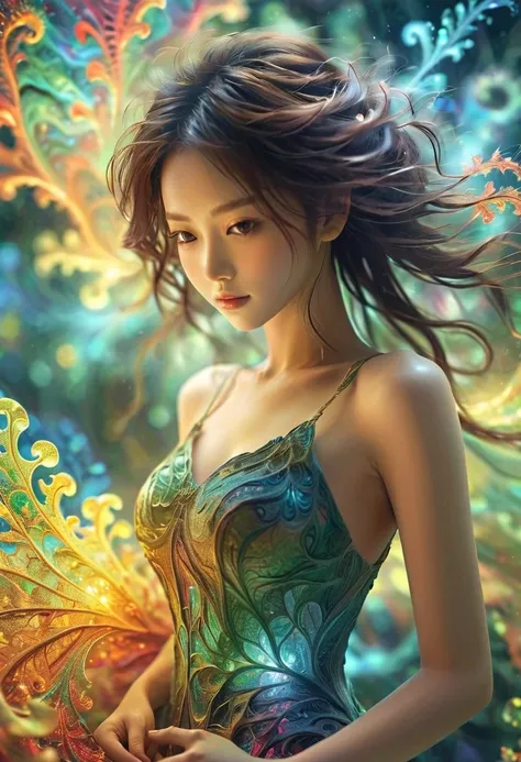 Fractals，Luminescence， 1 girl working part-time，闪闪Luminescence， fuzzy motion ，