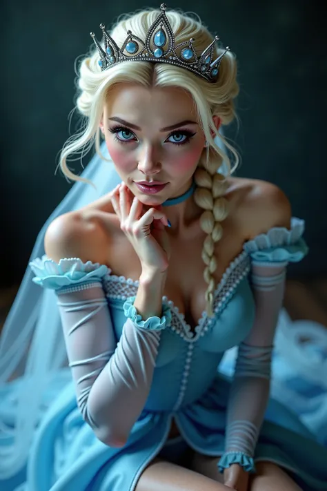    create ultra-realistic photography ,    conduct   create ultra-realistic photography   ,Elsa-Cinderella Fusion , Mixed models       , melt,         Cinderella's clothes        ,         1 girl,         beautiful       , Character, woman,  female, (Maste...