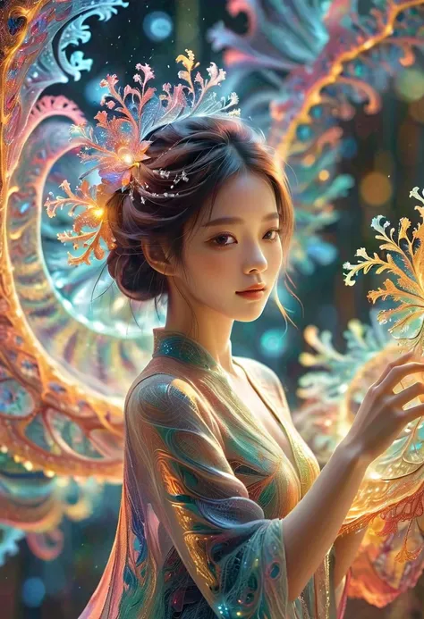 Fractals，Luminescence， 1 girl working part-time，闪闪Luminescence， fuzzy motion ，