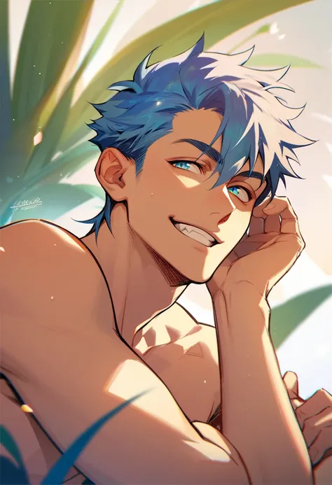 Nude demon boy. Hot. Smiling.