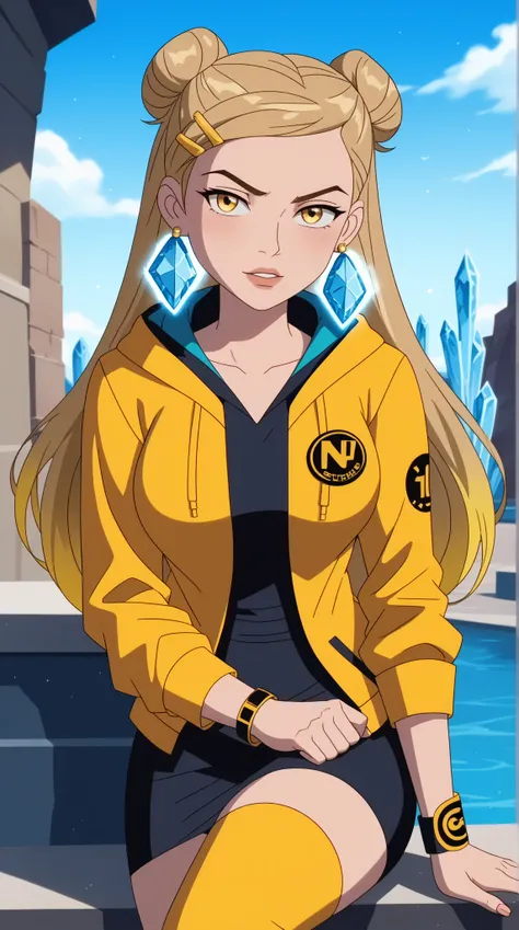 Genevieve "Gen" Tennyson (Gen 10)

Theme Color: Yellow

Hairstyle: Twin buns, with a few loose strands framing her face

Eye Color: Bright golden-yellow

Hair Color: Light brown with golden highlights

Skin Tone: Fair

Outfit:

A stylish yellow cropped hoo...