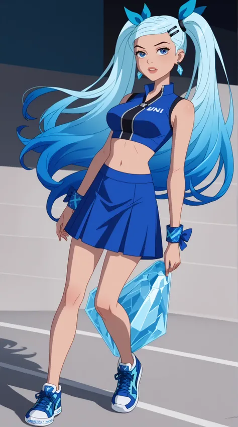 Guinevere "Guin" Tennyson (Guin 10)

Theme Color: Blue

Hairstyle: Twin high ponytails with flowing strands, secured with blue ribbons

Eye Color: Sky blue

Hair Color: Dark brown with blue streaks

Skin Tone: Slightly tan

Outfit:

A fitted blue sleeveles...