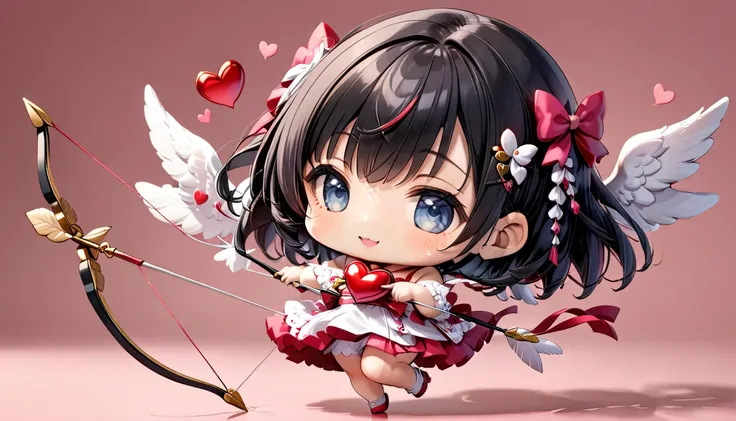 "Haruna" black-haired chibidol, Cupid,Heart bow and arrow 