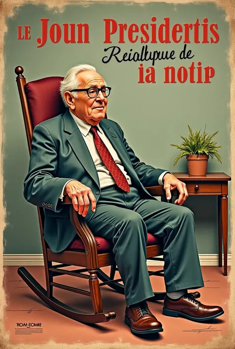 American president old poster with text for an America that looks like a retirement home voted Prescott humor In French 