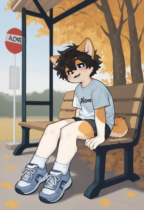 source_ furry， furry male，elementary school students，((boy  )),Dog boy  ,short hair,masterpiece, newest,absurdres, incredibly absurdres, bright eyes, detailed eyes,short hair,  messy hair, blush,  laugh, head tilt，White Socks， sneakers, upper body, Sitting...