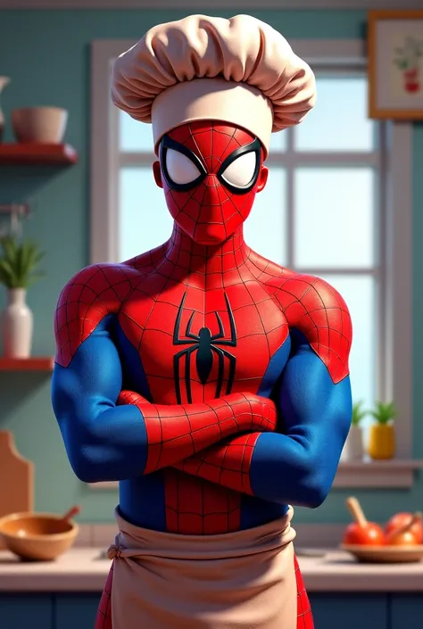 Spider-Man wearing a chef hat 