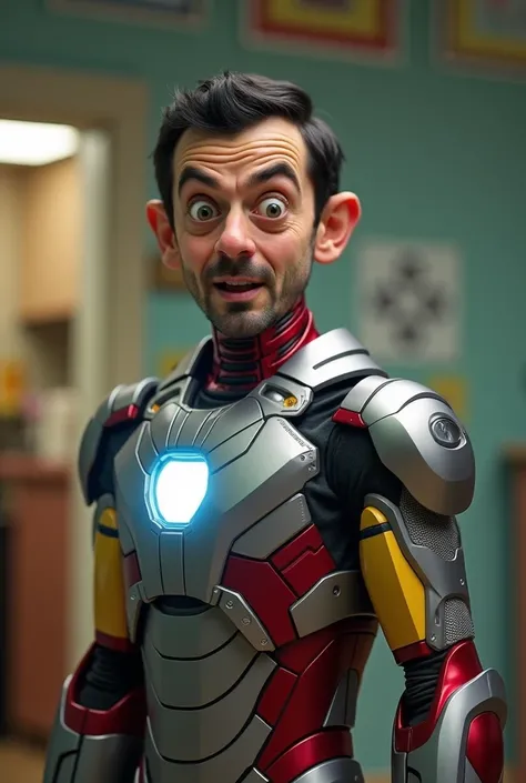 Mr.Bean wearing ironman suit