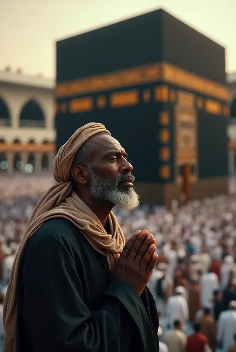 A black man crying at the kaaba 