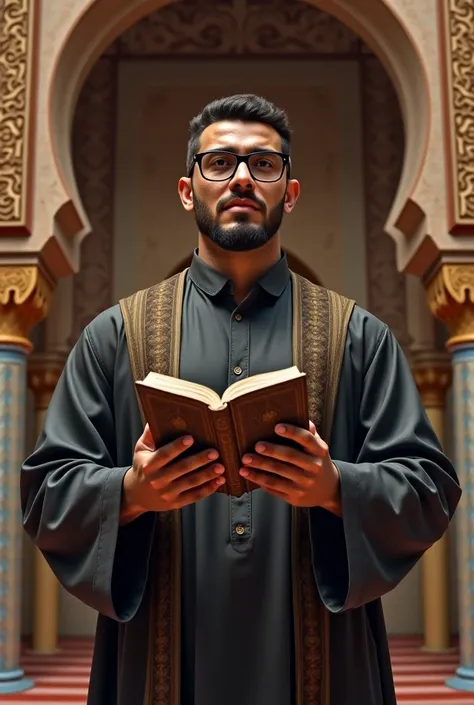 A muscular and stylish Muslim man who shares the Koran 