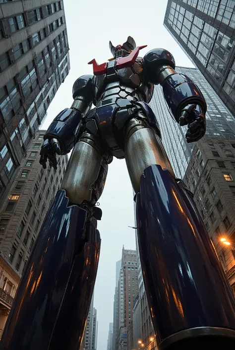  I took it from below with a fisheye lens  、   beautiful body version of the Mazinger Z  、   I carefully recreated the battle pose    .   metallic shiny body  , Industrial Elements   , ,  Beautiful appearance ,    Realistic Textures    , Clean look ,   sle...