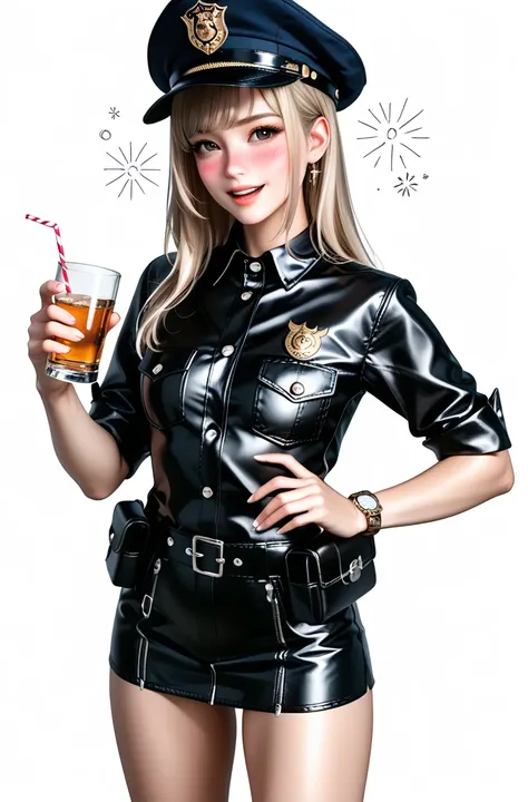 NSFW,nude, beautiful Japanese women,(It's 1 :2.0),( Watch Viewers:1.0),( Supermodel Body :1.2),( drunk _hiccup:1.5),real skin ,small breasts,Black long hair, Super Detailed Black Eyes,( beautiful face:1.5),( black leather police belt with pouch to hold a s...