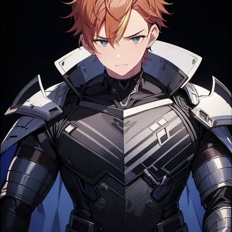 Handsome, cool, handsome young boy, Robocop armor, oil poured on face, looks in pain,1boy
