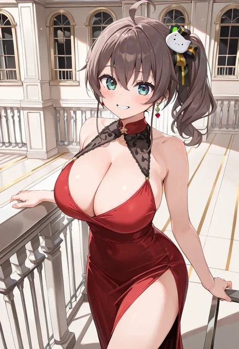 ( top quality , 8k , masterpiece , incredibly absurdres , beautiful woman , perfect body , super detailed skin , highly detailed eyes and face , 1 person ) , Natsuiro Matsuri , original hair color , original eye color , smile ,  will be happy , ( High Slit...