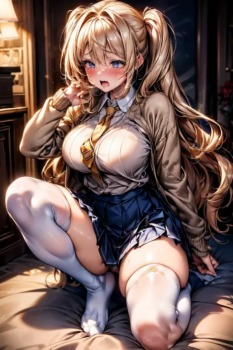 Browsing Caution,​(Highest quality, 8k, masterpiece:1.3,beautiful girl), (Very detailed)Glowing Skin,(((Long Hair,blonde,Beautiful Hair))),(Perfect Anatomy, Anatomically correct, Very detailed肌),((Golden Eyes)),((Perfect Fingers,Five Fingers)),((Light blue...