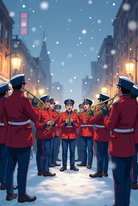 A hymn to the Salvation Army to raise money in the snowy streets of Shiwasu