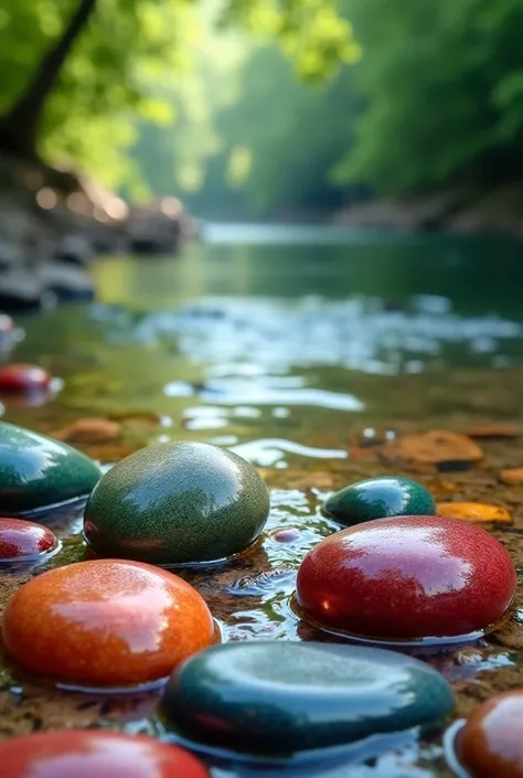 According to the story, I want to see the colored stones on the river.