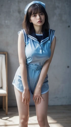      one girl  ,(  Wear a Blue Glittering Sailor Suit Style:1.2),((     sailor mercury風の透けた白いボディスーツ:1.5)),(     RAW Photo  ,     top quality with full nudity behind   ), (     by Nomi  , photo-     by Nomi  :1.4),  Masterpiece,      very delicate and beaut...