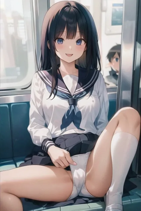 sitting,spread legs:1.5,best quality, (masterpiece:1.2), detailed,
 1girl , alone,(throw), alone,  1 girl,  is staring at viewers,    flat color, 2D, anime, anime coloring, (  pure white background :1.3),  is staring at viewers, smile, :d,, hands together,...