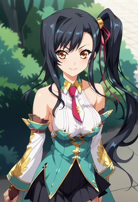  Masterpiece, Hi-Res, top quality,8k((anime screencap,anime coloring))
(kan'u aisha , Koihime musou,black hair,long hair,side ponytail)

(smile)standing, from the front