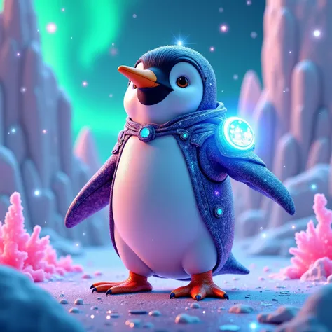 ((Masterpiece)), ((Ultra-detailed digital illustration)), ((8K resolution)), BREAK.  
A **charming and charismatic penguin mascot**, inspired by the **Madagascar characters**, standing proudly in a **vibrant, game-inspired environment**. The penguin wears ...