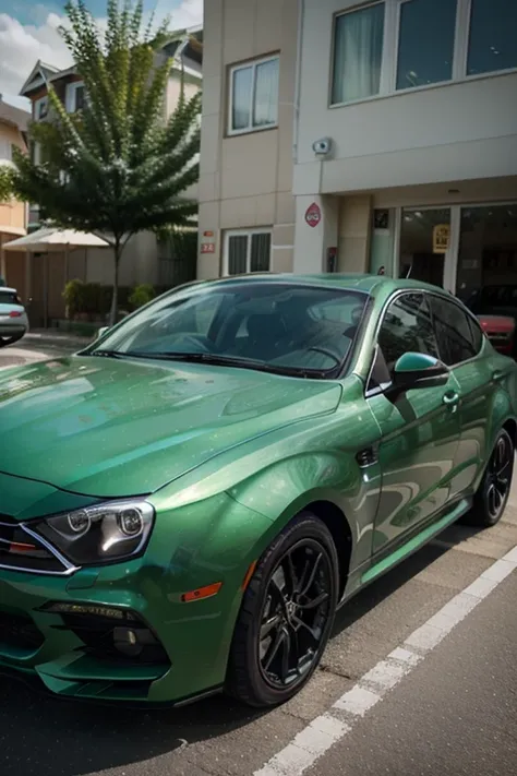 Make a photo of a car in green