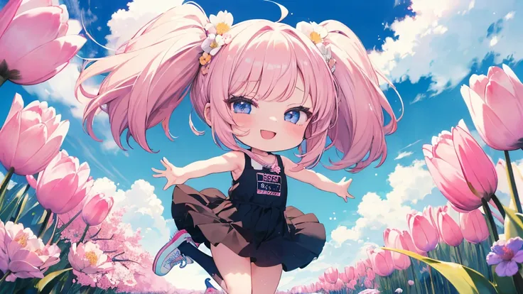  top quality、 Hi-Res、 detailed biography、 down to the smallest details of her beautiful face、 anatomically accurate、  detailed expressions 、fine grain、(( full body, from below:1.8,  side shot )), break　(( one girl:1.2)、( Chibi Girl:1.2))、Cute hair color、  ...