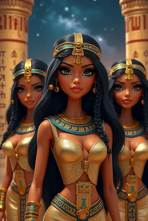 Egyptian bratz with Egyptian makeup and Egyptian dress 