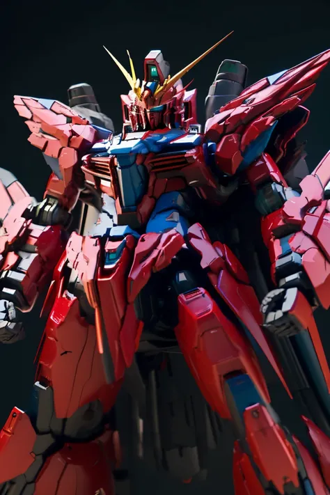 8K quality,(super masterpiece:1.3),highest quality,Detailed Images,One Gundam,Symmetrical Gundam,Blue Destiny,WX Gundam,God Gundam,Nu Gundam,Red Wings,It glows green,(The whole picture is visible,The whole body is visible,You can even see the feet),(Backgr...