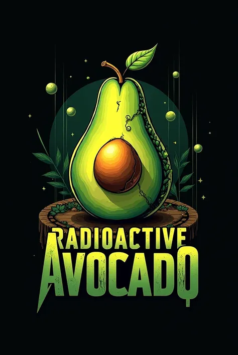 Create a logo for a rock band whose name is radioactive avocado.