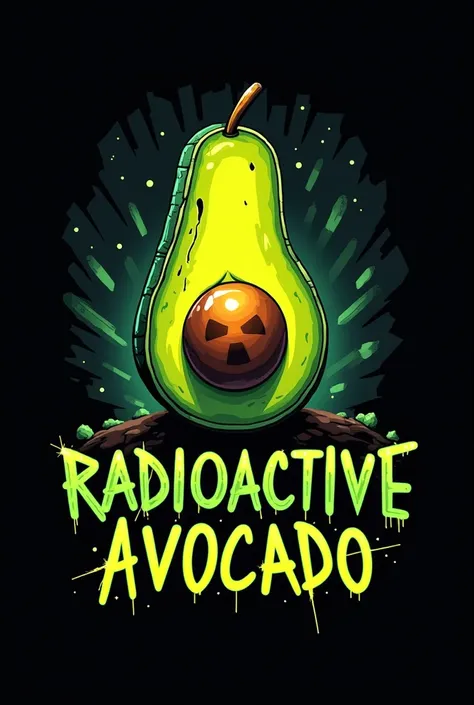 Create a logo for a rock band whose name is radioactive avocado.