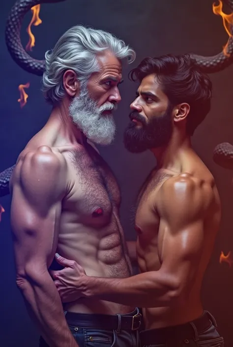  It was a dark and dark night ,  as if the entire universe were conspiring to unite two forbidden beings in a fiery and dangerous encounter.  The mature man , 50 years old,  with his gray hair and beard ,  showing off his thin and virile body ,  with no ap...