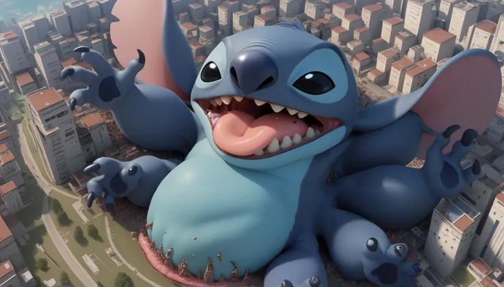  score_9,  score_8_above,  score_8, 1 , st1tch ,  black eyes,  antenas, multiple arms, THICK armas, 4 arms, Macro, ((vore)), open mouth