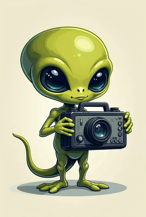 Create a logo featuring an alien with a video camera written on it @ovinni_