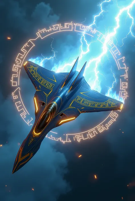 blue and yellow ether fighter jet lightning attribute rune circle