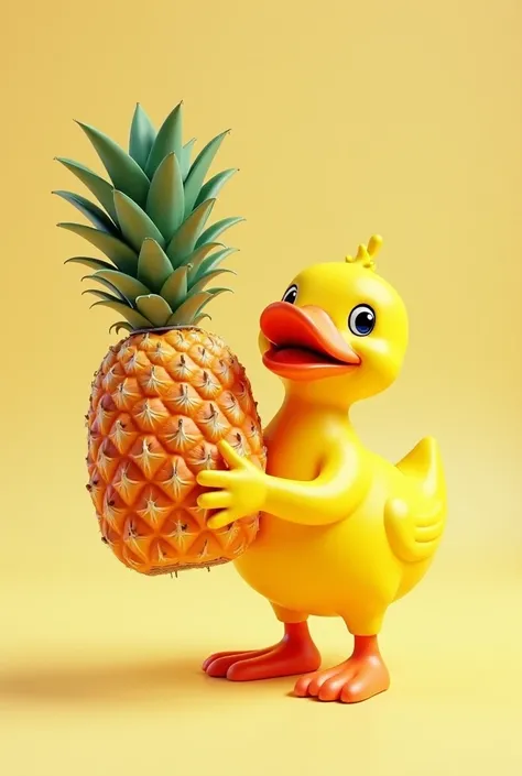 Rubber duck with a pineapple in its hand