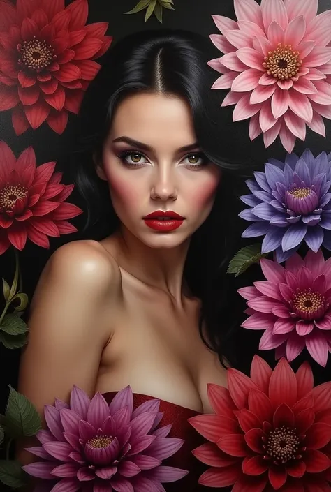 Realistic painting female seductress dahlia 