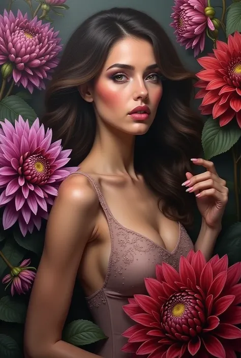 Realistic painting female seductress dahlia 