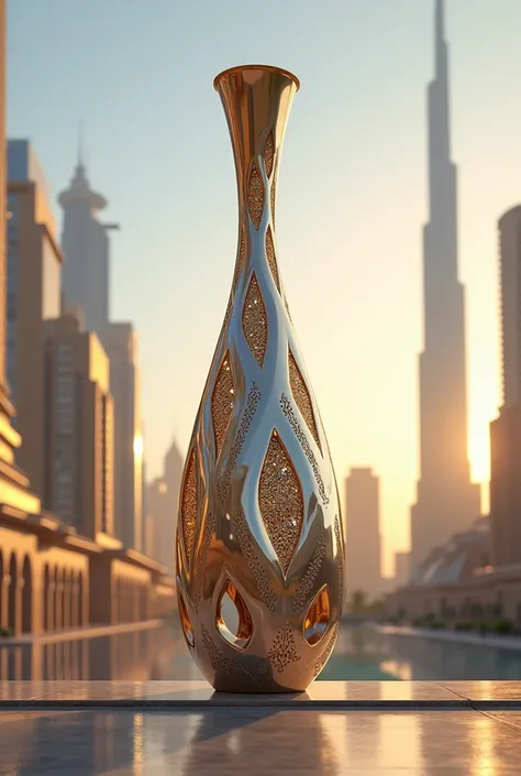  Give me a picture of a vase in the shape of a tower from Qatar Towers 