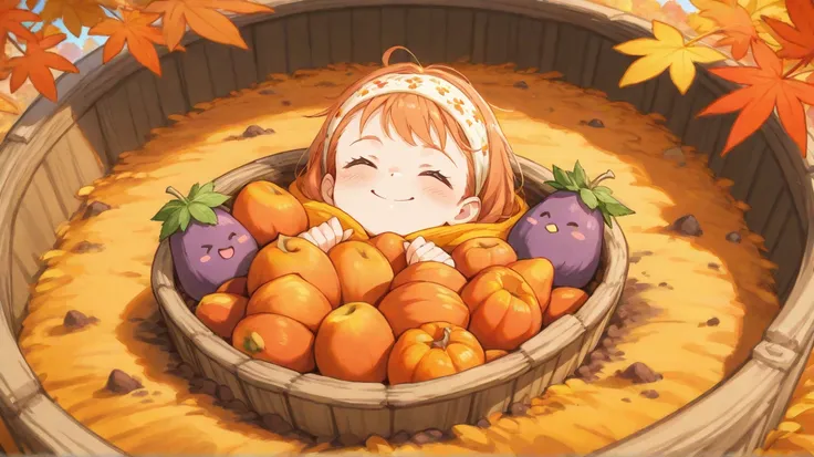 anime style, cute girls, digging up sweet potatoes, smiling, happy, farm, sunny day, autumn, harvest season, cheerful, colorful, bright, close-up, full shot
