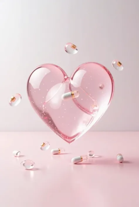 Clear medicine pills shaped like hearts