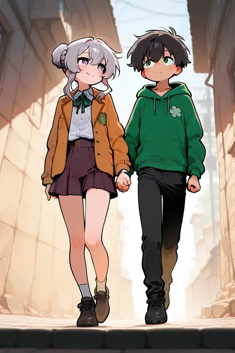 Two young men and women holding hands,