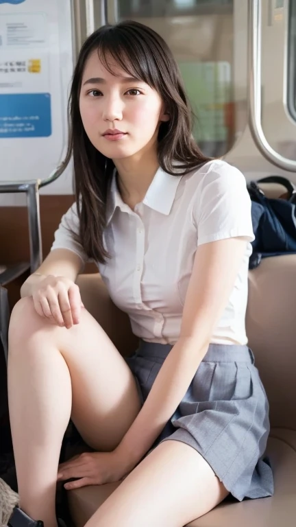   beautiful girl ,natural body shape,((Innocent)),Natural skin with makeup   , Magazine photoshoot, iPhone camera roll showing private photos of cute high school students, Fashion Model ,whole body,  beautiful thighs , (( high school uniforms )) ,   Female...