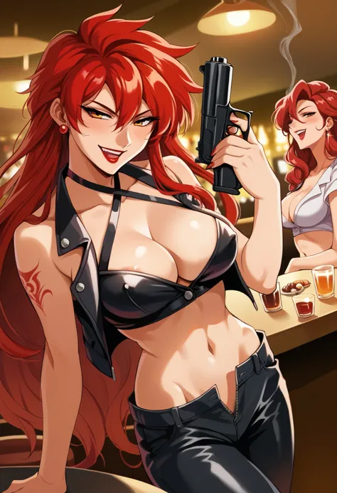 score_9, score_8_up, score_7_up, score_6_up, score_5_up, score_4_up, masterpiece, best quality, BREAK,
1girl,  chocolate_misu, large breasts, lipstick, red hair female,  ear piercing, long hair, blush, lipstick,Hot girl, baddie, smoking, sensual, attractiv...