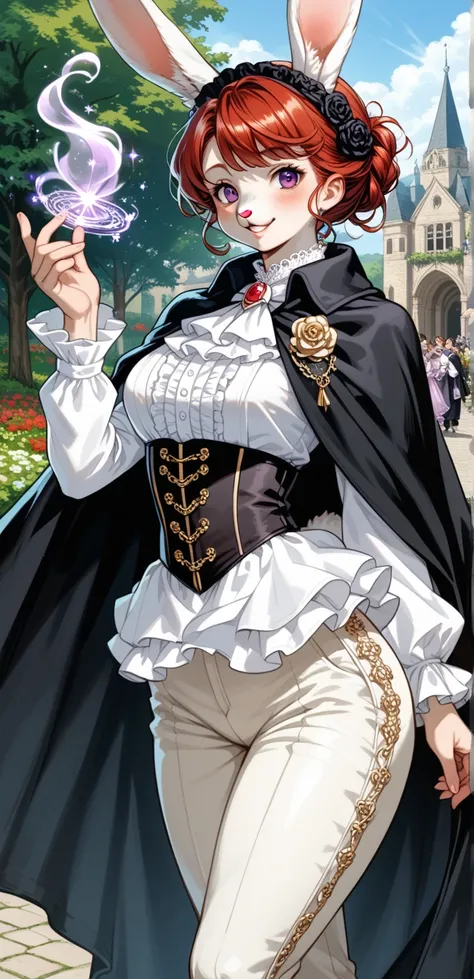 (((  elegant Victorian costume in Red ))), ((( white shirt and black cape ))),   score_9,   score_8_arriba,   score_7_arriba,   score_6_arriba,   score_5_arriba,   score_4_arriba,  home page ,     source    _fun, absurdities,   perfect anatomy ,  Elegant W...