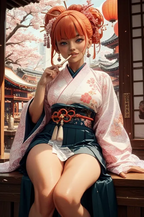 Please create a character that looks just like this picture。Please dress in Japanese style for all 3。