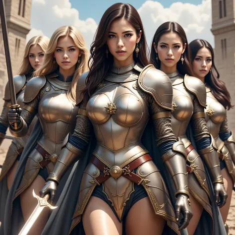 arafed image of a group of women dressed in armor and holding swords, official artwork, knight in armor dance popping, album, knights, power metal album cover, cd cover artwork, album cover, album art, album artwork, kda, detailed cover artwork, knights of...