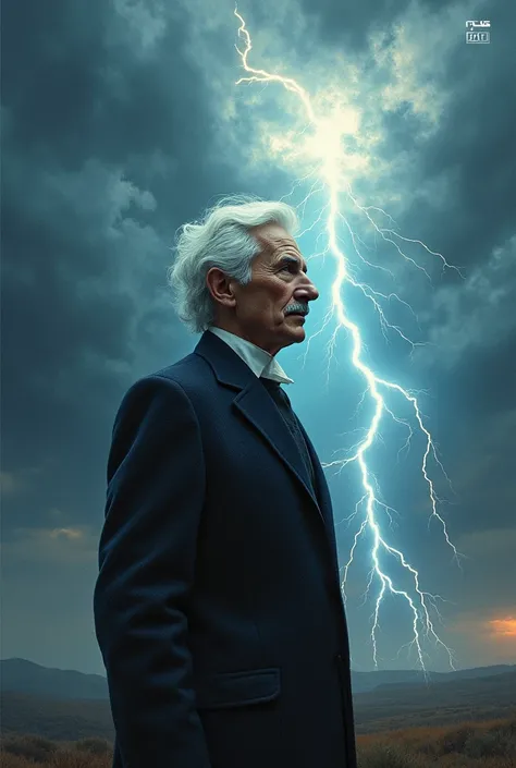  Nikola Tesla by the lightning in old age, sticking to climbing these expanses ,our modern temporary space Misha chasu.