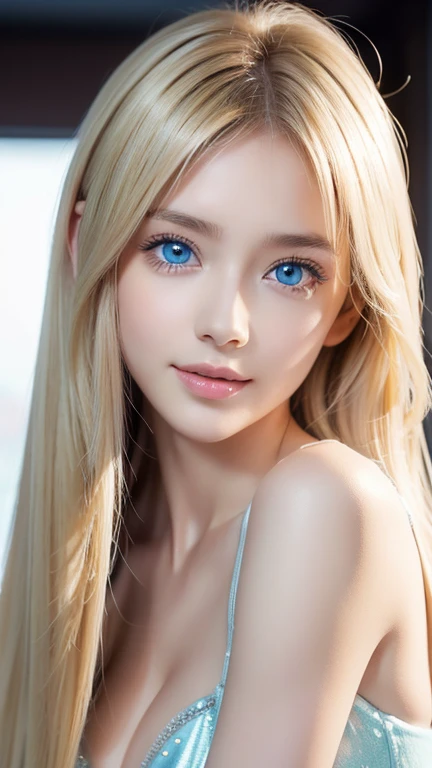  Mastepice,  best quality, Illustration,  Ultra Detailed Details ,  Hi-Res, 8K Wallpaper,  perfect dynamic composition ,  beautiful detailed, shining and incredibly bright light blue eyes in an incredibly bright light blue, Very big bright eyes、 women's fa...